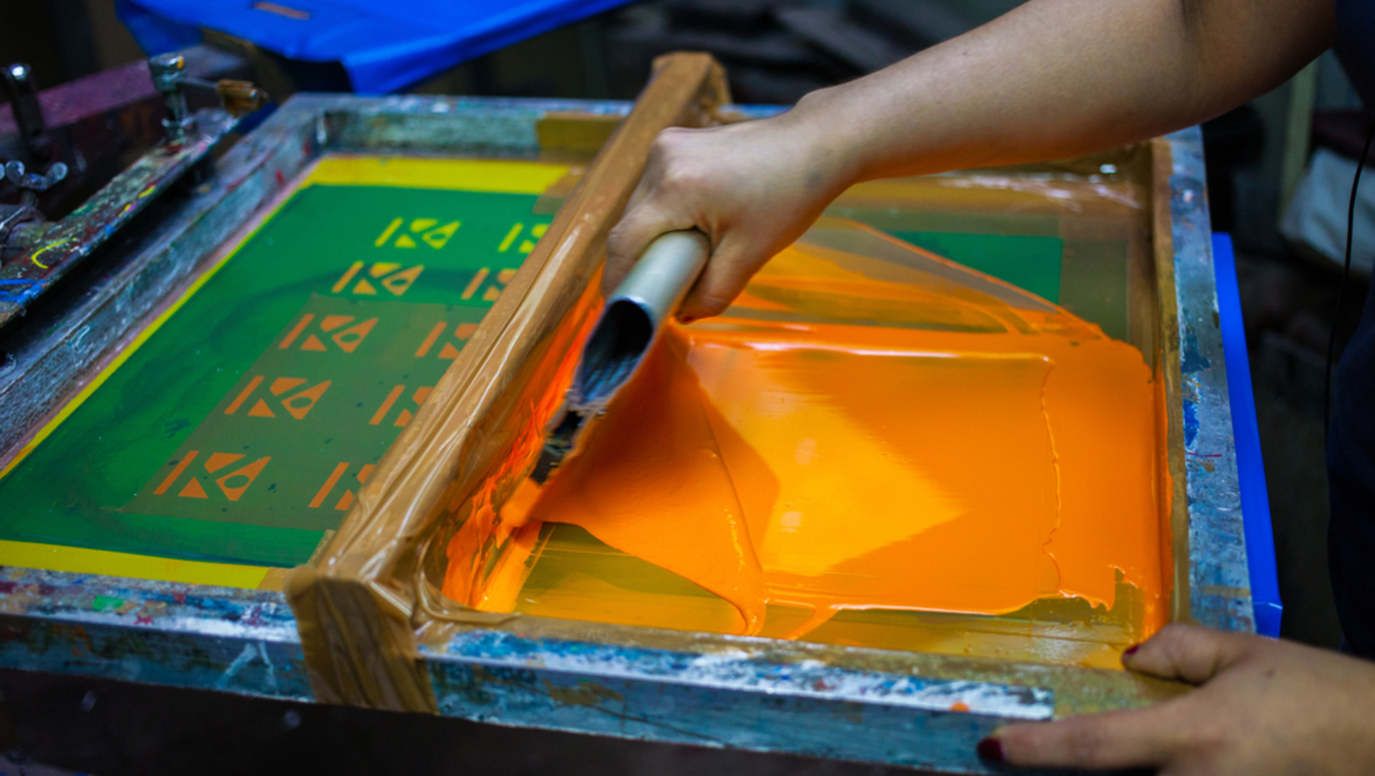 Screen printing, also known as silkscreen print, is a template-based printing process used to create beautiful colors and textures